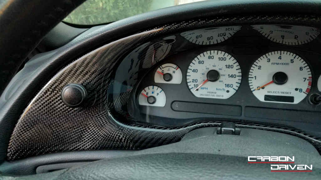 2001-2004 Mustang Carbon Fiber Instrument Cluster Bezel - Image 3